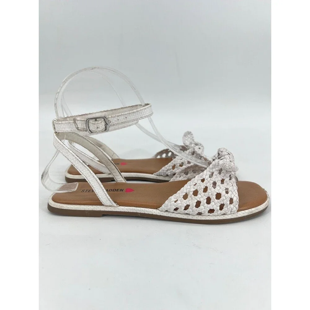 Steave Madden Meris White Ankle Strap Sandals Big Girl Sz. 3